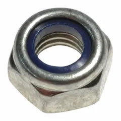 Locking nut designed for material handling equipment, supplied as a 2-pack. Accommodates M6 and M8 thread sizes. Fits Dayton brand models 1VW55, 1VW56, and 1VW57.