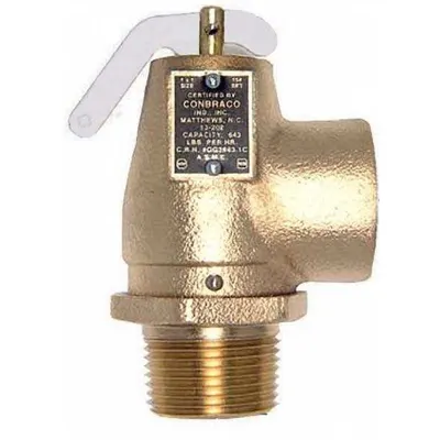 APOLLO Safety Relief Valve: MNPT x FNPT, 1 1/4 in x 1 1/2 in, 15 psi Max. Op Pressure - ASME Section IV Steam Pressure Relief Valves