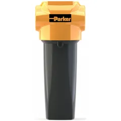 Coalescing filter for removal of oil and particulate contaminants from compressed air systems. Aluminum body, 0.01 micron filtration rating, 1/2 in NPT connections, flow capacity 21 cfm, maximum operating pressure 232 psi. Suitable for applications requiring high-purity air such as pneumatic controls and instrumentation.