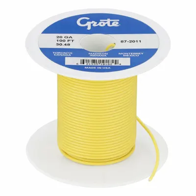 BATTERY DOCTOR Primary Automotive Wire: GPT, 100 ft, 1 Conductor, 20 AWG, Yellow - PVC-Insulated General Purpose Primary Wires