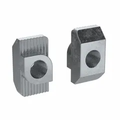 Drop-in T-nut for 6.5 mm slot width, single center M4 threaded hole. Zinc-plated steel construction. Compatible with Fath 10 Series T-slot framing. Sold in packs of 4.