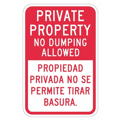 LYLE Reflective No Dumping Private Property Sign: Aluminum, Mounting Holes Sign Mounting - Private Property No Dumping Allowed: Propiedad Privada No Se Permite Tirar Basura Signs