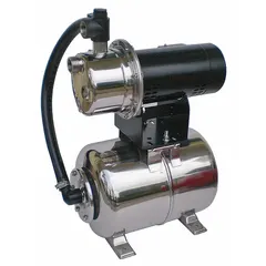 Single-phase shallow-well jet pump system rated for 115/230V AC. Designed for water transfer from shallow wells up to 25 feet deep when used with a separately installed ejector. Suitable for boosting water pressure in irrigation, livestock watering, or household supply applications.
