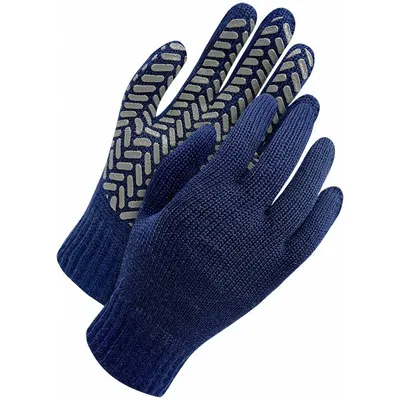 BDG Knit Gloves: L, Wool, Blue - Gloves with PVC Coating
