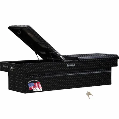 BUYERS PRODUCTS Gull Wing Lid Crossover Box, 71 in Overall Width, Gloss Black - Gull Wing Lid Crossover Boxes