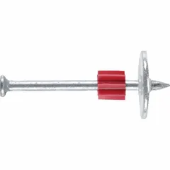 Pack of 100 pins for use with powder-actuated tools. Each pin has a 0.3 in head diameter and a 9/64 in shank diameter. Designed for fastening materials to concrete, steel, or masonry substrates.
