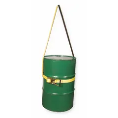 This Dayton drum lifting sling is made of yellow polyester and designed for vertical lifting of drums with a 36-inch diameter. It is used with overhead cranes or hoists in industrial settings to safely move heavy drums.