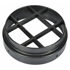 Replacement outlet guard for Dayton wood dust collectors. Fits over the exhaust port to prevent debris ingress and accidental contact. Suitable for use in woodworking dust collection systems.