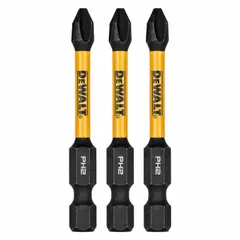 This 3-pack of #2 Phillips (PH2) impact bits features a standard hex shank and 2-1/4-inch overall length. Designed for use with impact drivers in high-torque fastening applications such as construction and assembly.