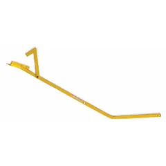 Steel square sign post with powder-coated yellow finish, 49 in length, 1-1/2 in diameter, and prepunched holes on 7/8 ft of the post. Used for mounting safety signs on square railings or posts in industrial facilities, warehouses, and construction sites.