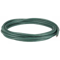 This continuous flexing control cable from the Chainflex CF5 series features 12 conductors of 18 AWG copper with black and white number coding, including a ground conductor. The PVC jacket provides heat resistance, and the cable is rated for 600 V. It meets cRUus standards and is suitable for use in cable carriers (e-chain), flexible applications, and fixed installations, with minimum bend radius factors of 6.8 x OD, 5 x OD, and 4 x OD respectively.
