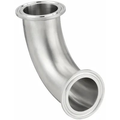 MAXPURE Sanitary Fitting Elbow: 90° Elbow, 2 in OD x 2 in OD Size, Clamp - 316 Stainless Steel Sanitary Tube Fittings