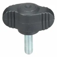KIPP Hand Knob: Wing, Plastic w/ Steel Thread, M6 Thread, 15 mm Thread Lg, 28 mm Dia (MPN K0274.006X15)