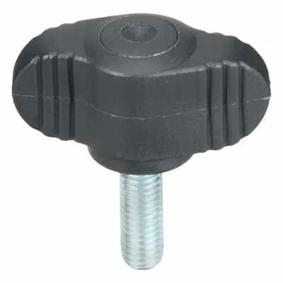 KIPP Hand Knob: Wing, Plastic w/ Steel Thread, M6 Thread, 15 mm Thread Lg - Wing Knobs with Threaded Stud