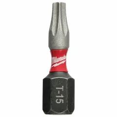This 2-pack of MILWAUKEE insert Torx bits features a T15 size with a hex shank, made from alloy steel. Designed for driving Torx fasteners in assembly, maintenance, and repair tasks using power tools or hand drivers.