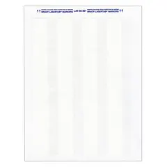 White matte polyester wraparound label for permanent identification of 8 AWG wires. Resists abrasion, chemicals, and high temperatures. Supplied as precut sheets for consistent application in industrial control panels, electrical cabinets, and machinery.