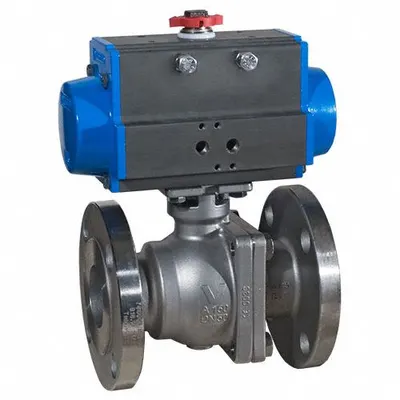BONOMI Pneumatically Actuated Two-Way Ball Valve: 2 in, Stainless Steel, Flange x Flange - Stainless Steel Pneumatically-Actuated Ball Valves