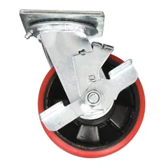 Caster wheel for lift tables and pallet positioners. Used as a replacement wheel in material handling equipment to restore mobility.
