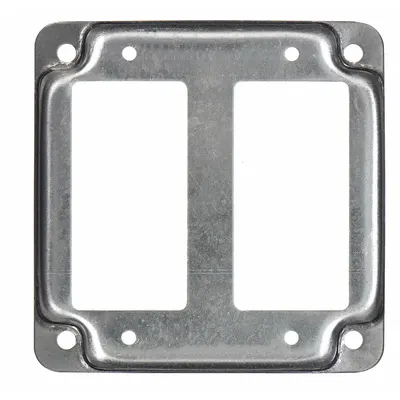 RACO Electrical Box Cover: 2 Gangs, Raised, 1/2 in Raised Ht, For Square Box Shape - Galvanized Electrical Box Covers