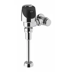 Battery-powered exposed urinal automatic flush valve with top spud location. Operates at 0.25 gallons per flush. Rough-in measurement of 11-1/2 inches. Suitable for commercial restroom applications requiring hands-free operation.
