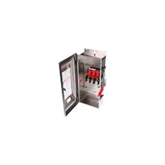 The Siemens HNF364 is a 200 A, three-phase, non-fusible safety switch rated for 600V AC. Housed in a galvanized steel enclosure for indoor use, it provides a disconnecting means for industrial electrical circuits. Typical applications include isolation and disconnection of three-phase circuits for maintenance, motor disconnects, and branch circuit protection in indoor environments.