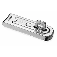 This steel concealed hasp from ABUS measures 2 5/16 inches in length and 3/4 inch in width. It is designed for securing cabinets, panels, and enclosures where a low-profile locking point is required. Typical applications include industrial maintenance, electrical panels, and access control.