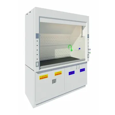 INSTOCK Fume Hood: 6 ft Overall Wd, 33 in Overall Dp, 620 CFM, Petal White, 120V AC - Light Duty Ducted Fume Hoods