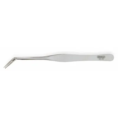GENERAL Tweezers: Stainless Steel, Flat, Bent Tip - General Purpose Tweezers
