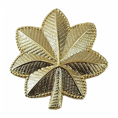 HEROS PRIDE Metal Rank Insignia: Maj. Leaf, 1 in, Gold, Metal, Pin and Safety Catch - Metallic Insignia