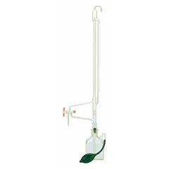 Class A borosilicate glass buret with 10 mL capacity, 0.05 mL graduation increment, and ±0.02 mL tolerance. Overall length 765 mm. Closure not included. Used for precise liquid titration and volumetric analysis in laboratory settings.