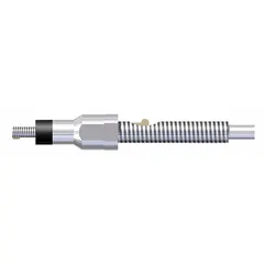 This steel threaded mandrel is designed for installing tangless helical inserts into pre-tapped holes. It is intended for use with inch-measurement coarse right-hand threads. The tool is used in industrial maintenance and repair to restore stripped threads in metal components.