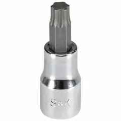 Torx Plus bit socket with T45 tip size and 3/8 in drive. Overall length of 3 in. Features a replaceable insert. Used for driving T45 fasteners in assembly and maintenance tasks.