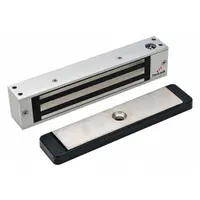 This single-door magnetic lock is constructed with an aluminum body and features an instantaneous release delay. It is designed for use in access control systems to secure doors in industrial and commercial settings, such as machine rooms, electrical panels, and controlled-entry zones