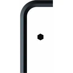 This L-shaped hex key is made of alloy steel with a black finish. It has two tips and a 1-3/4 in SAE tip size. The short length and L-shape allow access to recessed hex socket screws in confined spaces. Commonly used for tightening or loosening fasteners in maintenance and assembly tasks.