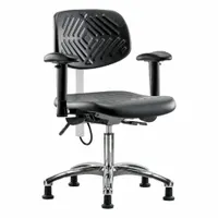 ESD Chair: Polyurethane, Arms Included, Ht Range 17 1/2 in to 22 3/4 in, 16 in Seat Wd, Adj, ISO 5 (MPN BR-ESD-PDHCH-CR-T0-A1-EG)