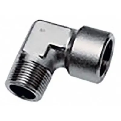 LEGRIS Metal Pipe Elbow: 90° Elbow, 3/8 in x 3/8 in, Male BSPP Threaded x Female x BSPT Threaded - High Pressure Precision Pipe Fittings