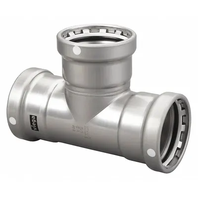 VIEGA MEGAPRESS Steel Press Pipe Fitting, Tee, 3 in x 3 in x 3 in, FKM Seal - Steel Press Pipe Fittings