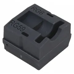 Replacement blade cartridge for coaxial cable strippers. Overall length 3/4 in, type 46AN71. Used by telecom and low-voltage technicians to strip outer jacket and dielectric from coaxial cables.