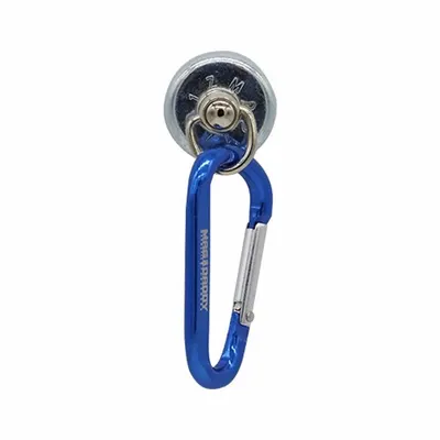 MAG DADDY Magnetic Carabiner Hook, Blue, 1 Hook per Base, 1 Point per Hook - Magnetic Carabiner Hooks
