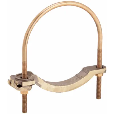BURNDY GAR3906BU Copper U-Bolt Ground Clamp for 6 in Pipe, 4 to 4/0 AWG - Pipe and Rod U-Bolt Ground Clamps