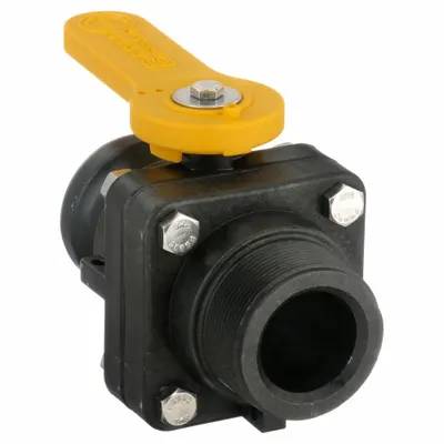 BANJO Manual Two-Way Ball Valve: 2 in, Polypropylene, Straight, Male Camlock x MNPT - Polypropylene Ball Valves