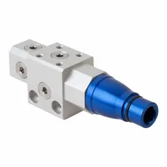 Vacuum generator from the Schmalz SBP series with a maximum supply pressure of 6 bar and 1/4 in G female connection. Suitable for generating vacuum in automated material handling, packaging, and pick-and-place applications.