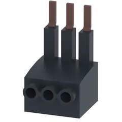 Bus bar accessory for SIRIUS 3RM1 motor starters. Distributes electrical power within the starter system, enabling efficient current routing to multiple devices. Used in industrial motor control panels to organize wiring.
