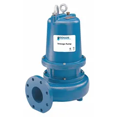 This GOULDS non-clog sewage ejector pump is designed for handling wastewater and solids-laden liquids in commercial and industrial settings. It features a cast iron impeller and housing, operates on 230V AC three-phase power, and delivers 550 gpm at 10 feet of head. The vertical discharge orientation facilitates installation in sump or basin applications. Switch is not included.