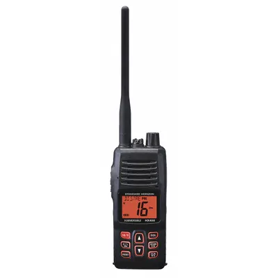 STANDARD HORIZON Marine Handheld Two Way Radio: VHF, Analog, 5 W, 40 Channels, Alphanumeric - Handheld Marine Radios