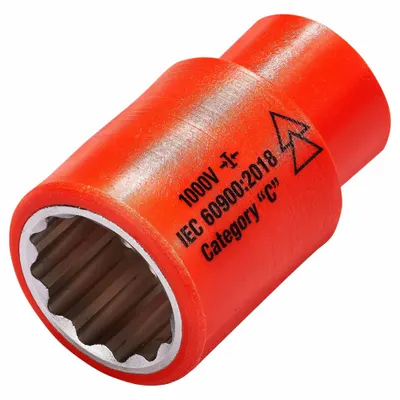 ITL Insulated Socket: 3/8 in Drive Size, 3/4 in Socket Size, 2 in Overall Lg - 3/8" Drive SAE Insulated Hand Sockets