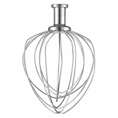 Stainless steel whisk attachment for commercial mixing applications. Compatible with Waring WSM7L mixers. Used for mixing, blending, and aerating ingredients such as whipping cream, beating eggs, and mixing batters.
