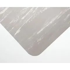 This 4 ft x 6 ft, 1 in thick gray mat is constructed of vinyl over PVC foam with a beveled edge and anti-slip backing. It is designed to reduce fatigue and improve safety in industrial and commercial environments where standing tasks are performed.