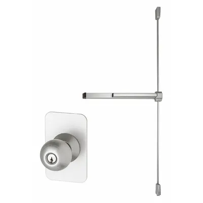 VON DUPRIN 22K-3-SP28 Rim Exit Device with Touchbar, Aluminum, Knob Trim - Rim Push Bars