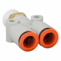 SMC Push-Fit Wye Fitting: 5/16 in OD x 5/16 in OD x 1/4 in Pipe x 5/16 in Pipe Size, White (MPN KQ2U09-02AS)